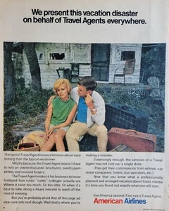 "Anuncio de aviación vintage 1969 de American Airlines ""Vacation Disaster" - Imagen 1 de 1