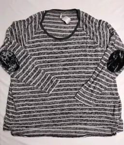 Cato Striped Long Sleeve Elbow Patches Knit Sweater Size 5X 26 / 28 W - Picture 1 of 10