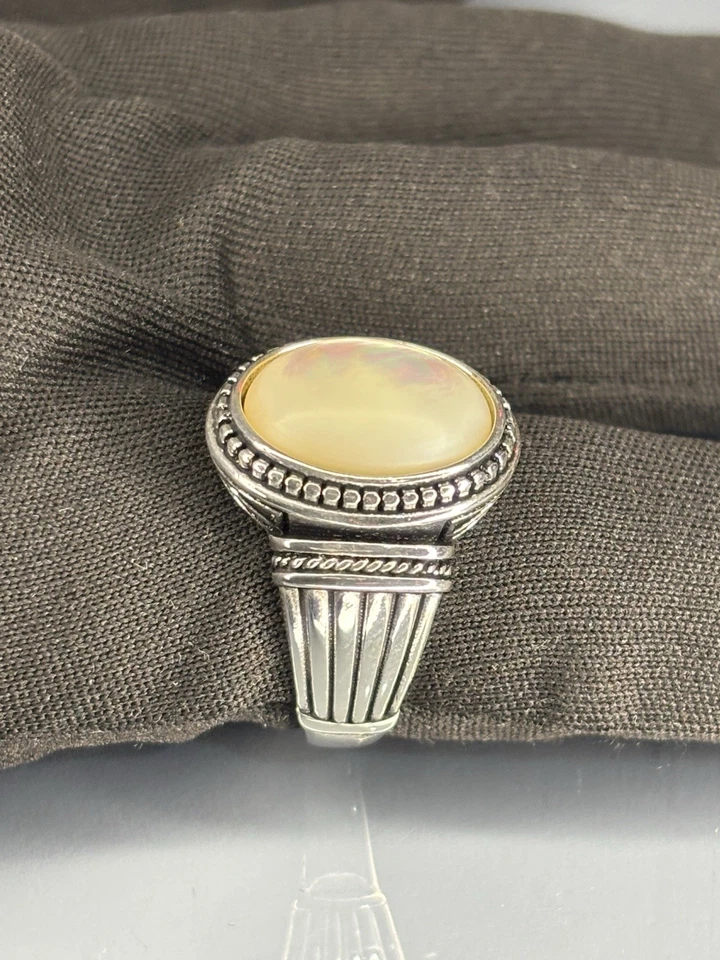 Anillo para hombre de plata de ley 925 con piedras de perlas: diseño otomano artesanal Foto 1 de 4