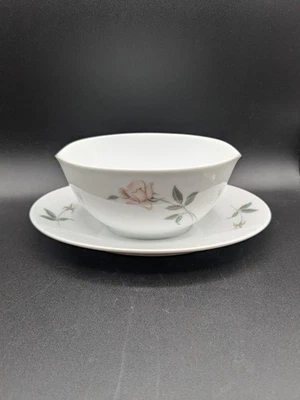 Vintage Gravy Boat W/Attached Plate 118 "Young Love" Noritake Cook'N Serve '64 - image 1 of 4