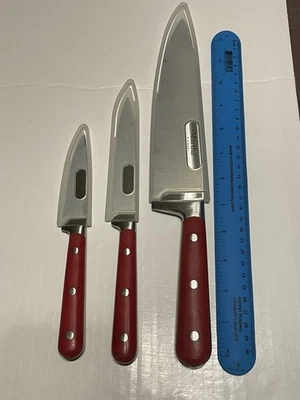 3 CUCHILLOS DE CHEF MARTHA STEWART ACERO INOXIDABLE con CUBIERTAS DE PLÁSTICO Foto 1 de 4