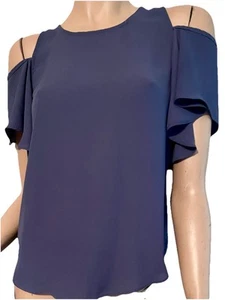 IZ Byer Lightweight cold shoulder blue Semi Sheer top Sz XS - Picture 1 of 4