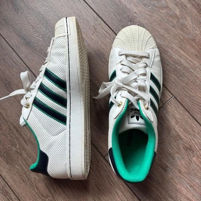Adidas superstar sneakers in green and white vintage retro size M7.5 - Image 1 of 4