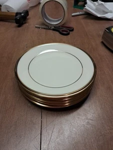 5 Vtg Lenox China 6&3/8” Bread Plates Eternal Ivory/Gold Trim Euc++ Bin 202 - Picture 1 of 7
