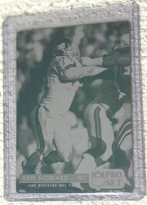 1/1 ERIC HOWARD NOSE TACKLE 1992 PRO SET FOOTBALL PRINTING PLATE NEW YORK GIANTS - Image 1 of 2