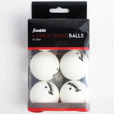 Franklin Table Tennis Balls Official Size & Weight 40mm 6 Balls - Image 1 of 4