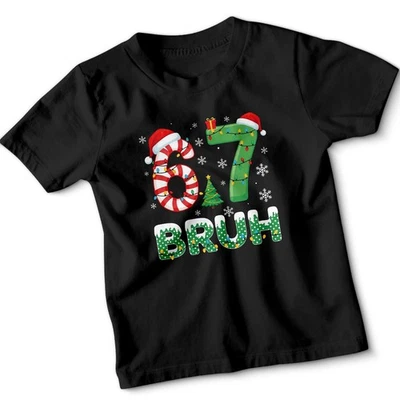 ATTARAPPAREL1LIMITED 67 Bruh Christmas Holidays Kids T-Shirt Fun Festive Number Tee Funny Meme Joke