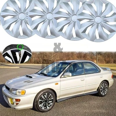15" inch Hubcaps For Subaru Impreza Wheel Rim Covers Snap On Silver 4pcs Foto 1 de 4