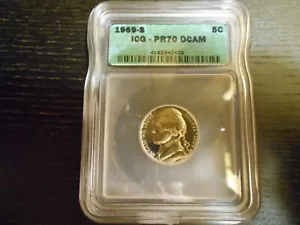 ☆ 1969-S PR70 DCAM Jefferson Nickel PROOF 5c - by ICG (PCGS Guide ~$5,000) ☆ - Picture 1 of 1