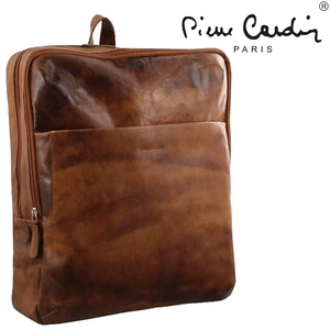 Pierre Cardin Rustic Large Leather Backpack Bag Rucksack Men Women - Cognac - Picture 1 of 4