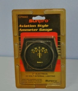 Sunpro Aviation Style Ammeter Gauge CP8082 New Old Stock Never Opened - Picture 1 of 2