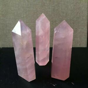 Natural Pink Rose Quartz Crystal Point Healing Obelisk Wand Rock Lucky Stone