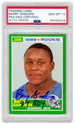 Tarjeta de novato Barry Sanders autografiada 1989 Score #257 con Roy'89 - (PSA - Auto 10) Foto 1 de 2