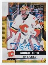 2017-18 O-Pee-Chee OPC Platinum Rookie Seismic Gold Autograph Jon Gillies /25