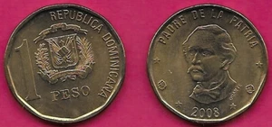 DOMINICAN REP 1 PESO 2008 AU JUAN PABLO DUARTE 3/4 BUST LEFT,DATE BELOW,NATIO - Picture 1 of 1