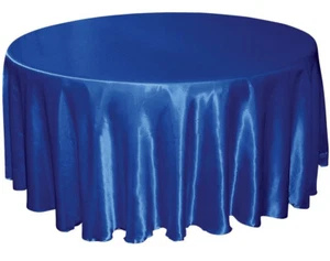 Tektrum 108 Zoll Runde Seidensatin Tischdecke - Hochzeit Party Bankett (blau) - Bild 1 von 4