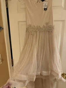 Girls Gold Formal Dress High Low Size 16 - Picture 1 of 4