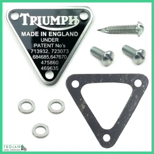 PATENT PLATE BADGE KIT, TRIUMPH, TRIPLE, T150, T160, GENUINE, 70-8762, 71-1440 - Picture 1 of 1