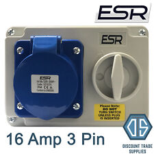 16a Switched Interlock Socket | ESR SI16324 3 Pin 2p E Ip44 220-250v Blue