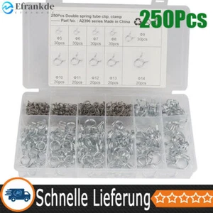250x Doppeldraht Edelstahl Schlauchschellen Federklemme Kraftstoffleitung klemme - Bild 1 von 8
