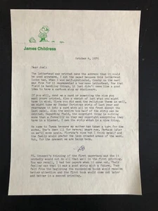 Cartoonist JAMES CHILDRESS "Conchy" signed correspondence October 4, 1975 - Picture 1 of 1