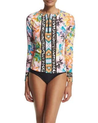 Nanette Lepore Rashguard Talla Pequeña Copa Cubana 1/2 Cremallera Manga Larga Floral Foto 1 de 4