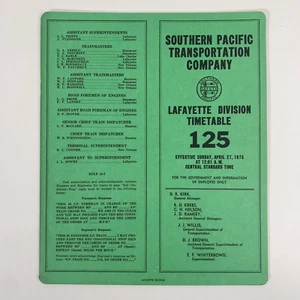Southern Pacific Transportation Company Time Table 125 Lafayette Division 1975 - Picture 1 of 18