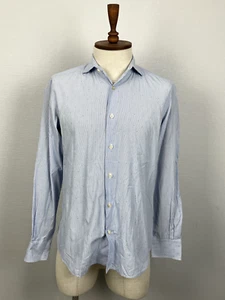 Massimo Dutti Tessuto Italiano Blue Long Sleeve Polo Shirt Men's Size USA 16 - Picture 1 of 17