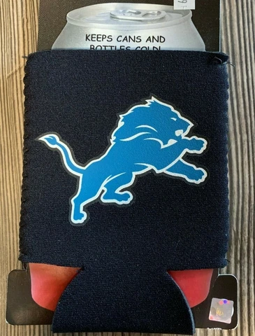 Brand New Detroit Lions Premium Black Beer/Soda Can/Bottle Koozie Cooler Cover
