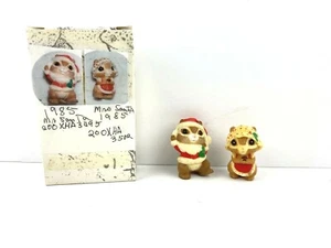 Hallmark Merry Miniatures 1985 Mr and Mrs Santa Ardillas Par Navidad - Imagen 1 de 7