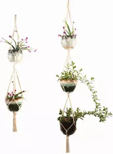 Plant Hanger, Double Plant Hanger Indoor Outdoor Hanging Planter,Hanging Plant H - Picture 1 of 4