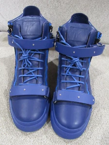 Zapatilla deportiva alta Giuseppe Zanotti de cuero azul para hombre - Imagen 1 de 22