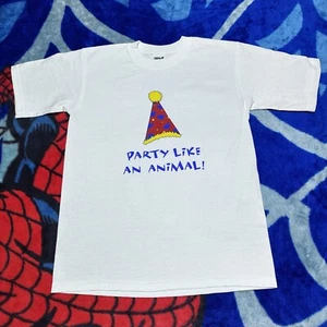 Vintage 1990s Build A Bear “Party Like an Animal” T-Shirt Size Large Youth - Picture 1 of 13