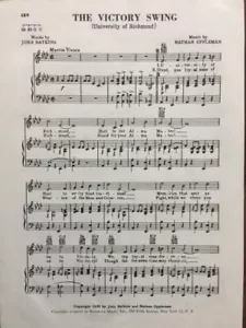 Hoja de Canciones Vintage UNIVERSIDAD DE RICHMOND c 1953 "The Victory Swing" Original - Imagen 1 de 1