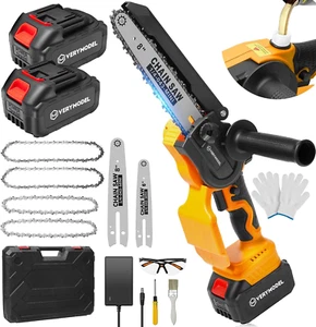 Mini Chainsaw, 8 Inch & 6 Inch Electric Chainsaw Cordless, Upgraded Brushless Mi - Picture 1 of 8