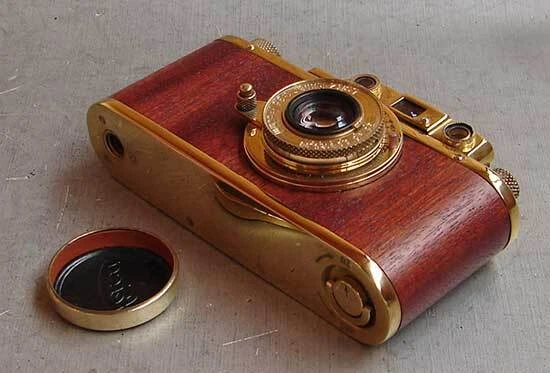 Leica II D Luftwaffe N copia madera dorada en estuche de cuero (copia FED-Zorki) Foto 1 de 1