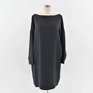 JENNIFER GEORGE Dress Size M Solid Black Silk Bateau Neck Long Sleeve Shift - Picture 1 of 13