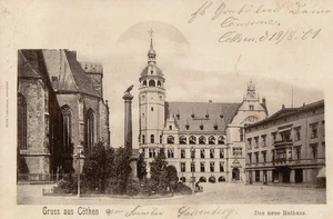Gruss aus Cöthen-Köthen-Das neue Rathaus-gelaufen-13.8.1901-Kirche - Bild 1 von 2