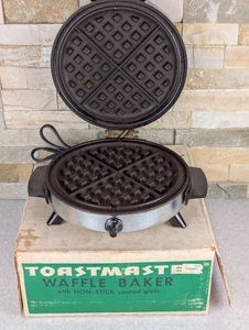 VTG CHROME TOASTMASTER MODEL W252A WAFFLE BAKER MAKER IN ORIG. BOX *TESTED* - Foto 1 di 10