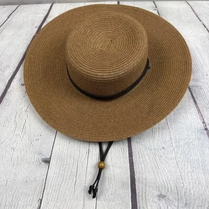 Sloggers Cappello da Sole Donna 22,5" Medio Intrecciato con Mento Marrone Tan - Foto 1 di 5