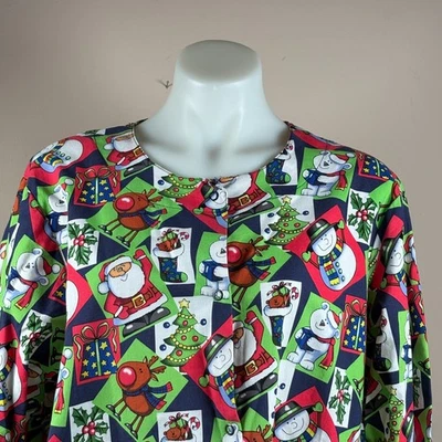 Nurse Scrub Unisex Large Christmas Santa Snowman Long Sleeve Medical Hospital - Image 1 of 4