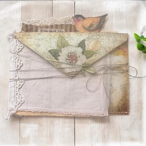 Junk Journal Pocket Tags Writing Paper Ephemera Flowers Travel Journal - Picture 1 of 8