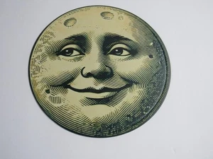 New 7 3/4" Round Smiling Moon Metal Sign Free Shipping - Picture 1 of 3
