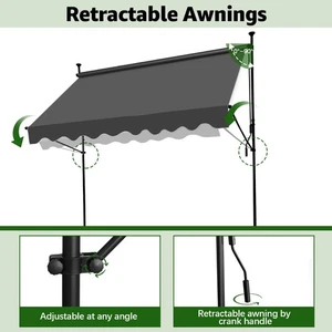 Toldo de patio retráctil manual, parasol ajustable con tela de protección UV - Imagen 1 de 17