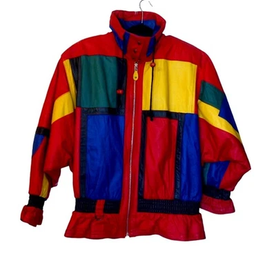 Vintage G-III Carl Banks Colorblock Leather Bomber Jacket Coat Size Small  - Image 1 of 4