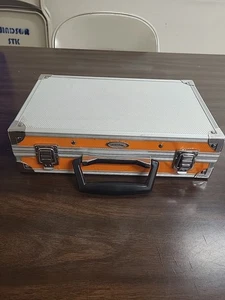 Gamestop Metal Case Nintendo DS 11 X 7 X 3 Orange And Silver Carry All Organizer - Picture 1 of 6