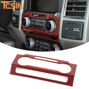 Red Carbon Fiber Center Control Volume Panel Decor Trim for Ford F150 15-20 ABS - Picture 1 of 9