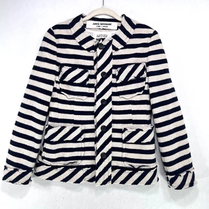Vintage Junya Watanabe Comme de Garcons Jacke S Navy Creme Streifen 100% Wolle 90er - Bild 1 von 11