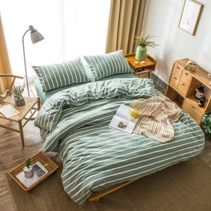 100% Washed Cotton Duvet Cover Set Super Soft Breathable Comfy Natural Linen lik - Picture 1 of 9