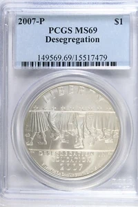 2007 P Desegregation- Little Rock HS -PCGS MS69 Modern Commem Silver Dollar - Picture 1 of 2